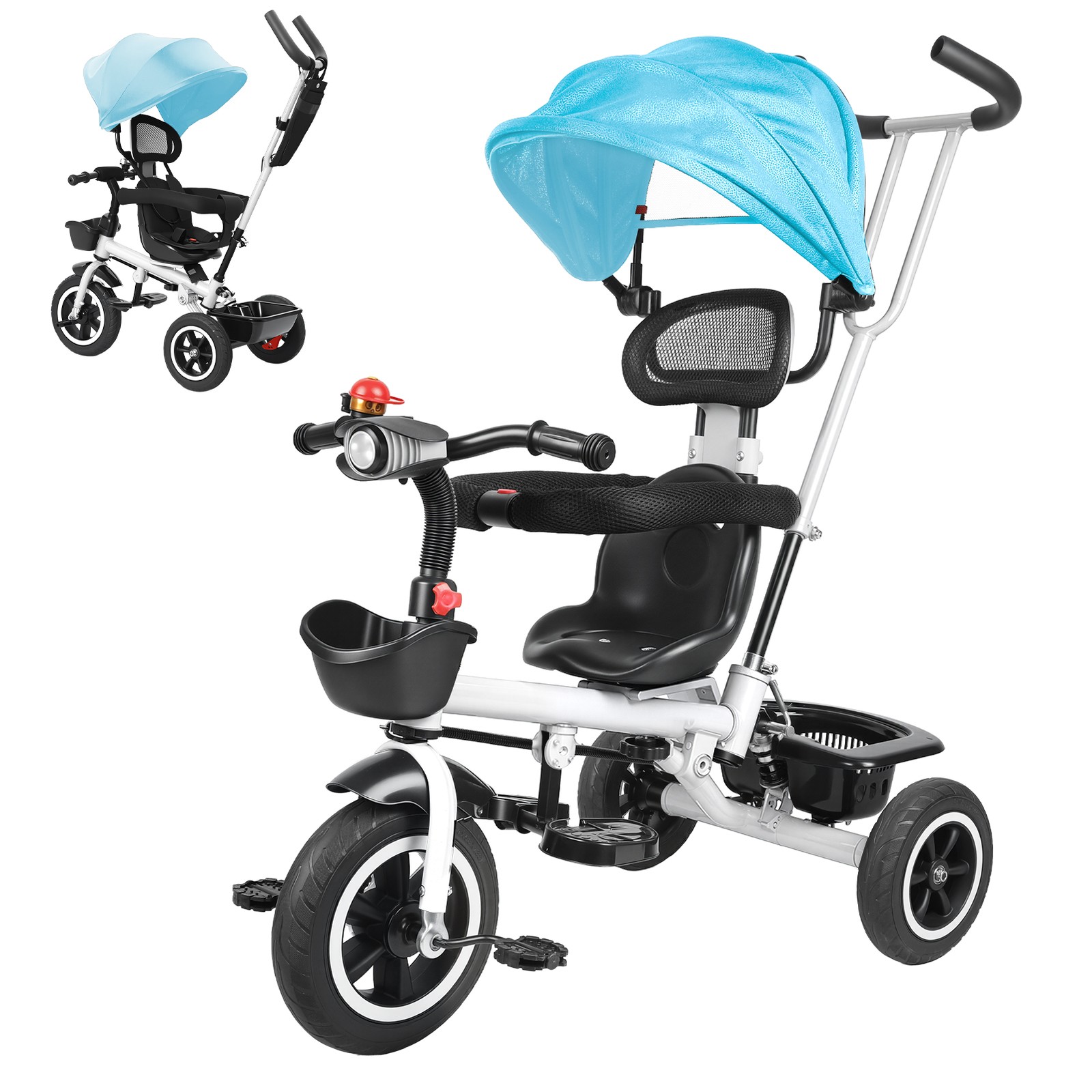 Toddler Tricycle w/Adjustable Push Handle,Kids Trike for Girl/Boy,Kid Push Bike