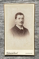 Antique Robert de Greck CDV Photo Young Swiss Man Suit Tie Lausanne Switzerland