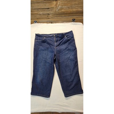 Gloria Vanderbilt Amanda Womens 16W Dark Wash Slimming Effect Capri Jeans Indigo