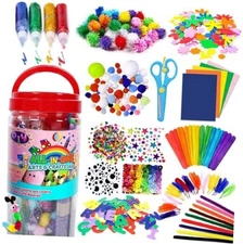 FUNZBO Arts and Crafts Supplies for Kids - Craft Kit with Jar Set (Medium)