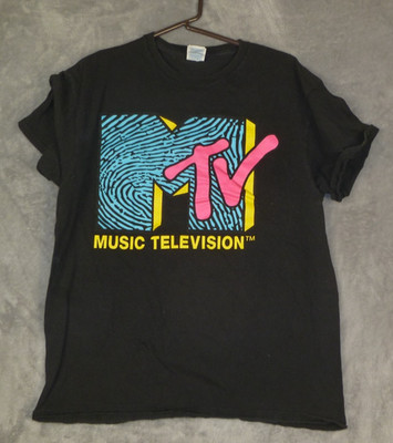 MTV Black T Shirt Size L  Retro Casual Comfort Delta Pro Weight