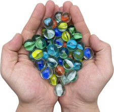 60 Pieces Glass Marbles for Marble Games, 0.63 Inch, 6 Colors.