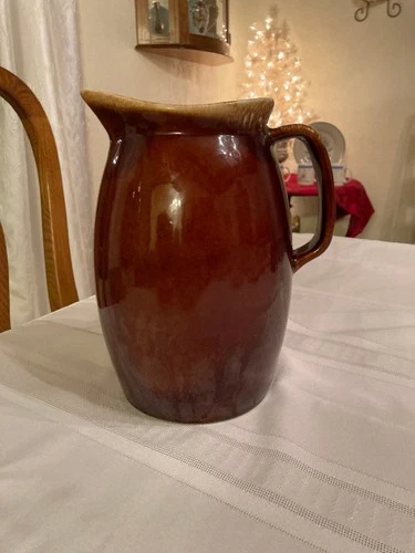 Hull Pottery Brown Drip Jug Pitcher 6.95" x 5.65" x 8.75"