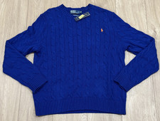 Polo Ralph Lauren Men's Cable-Knit Cotton Crewneck Sweater Blue Size XL NWT
