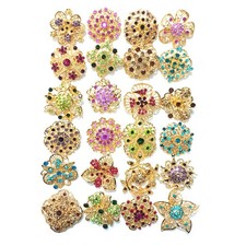 Lot 24pc Shining Rhinestone Crystal Brooches Pins DIY Wedding Bouquet Kit K 