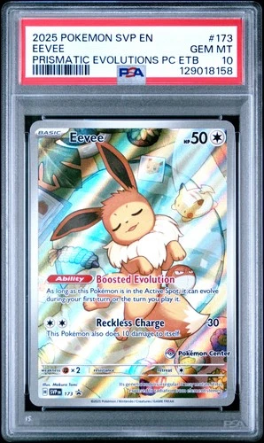 2025 Pokemon Black Star Eevee #173 Prismatic Evo. PC ETB Promo GEM MT PSA 10