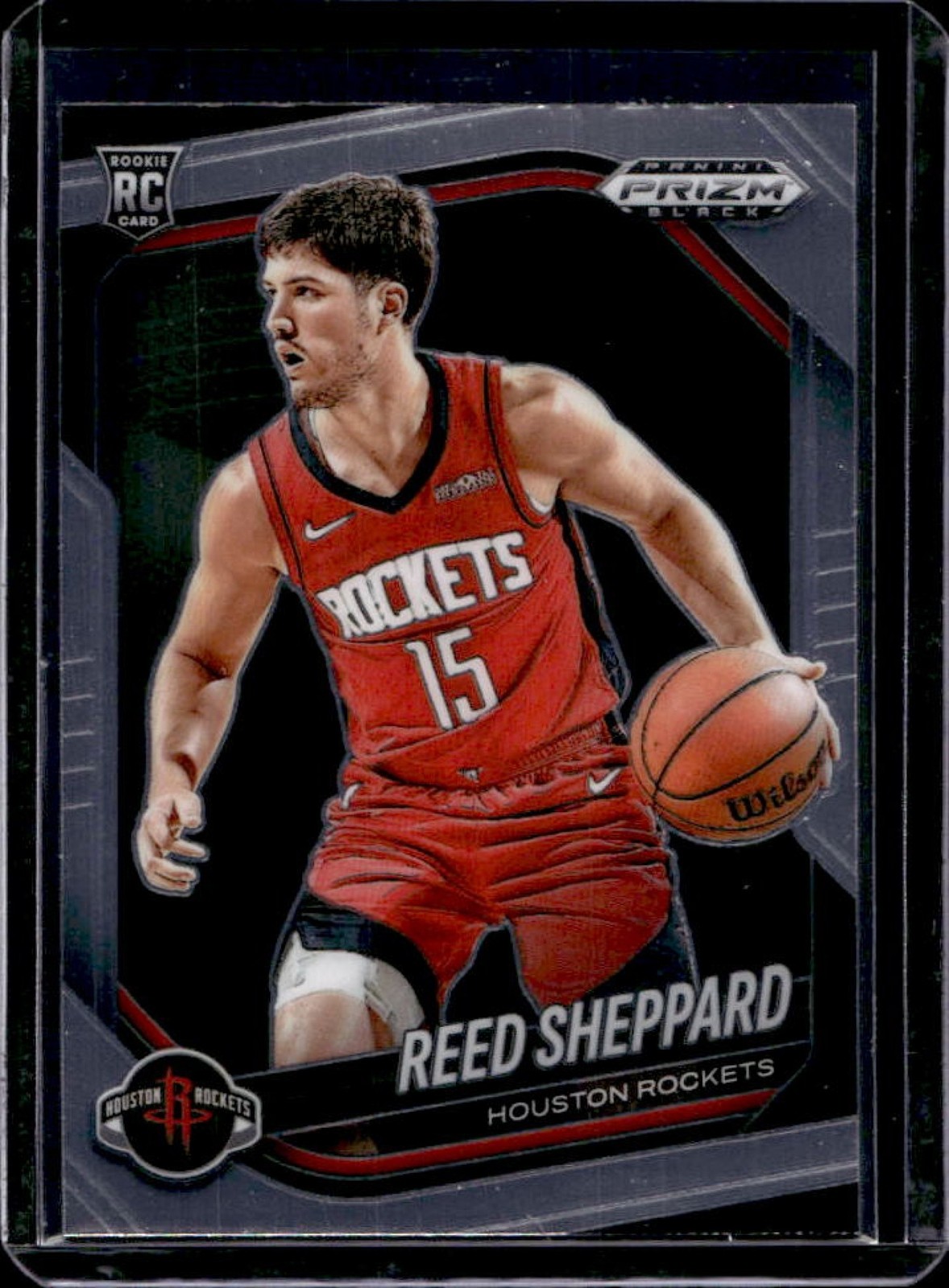 2024-25 Prizm Black Reed Sheppard RC Rookie #145 Rockets