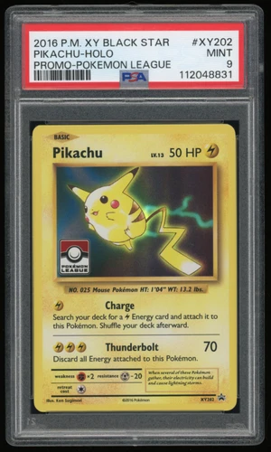 2016 POKEMON BLACK STAR PROMO POKEMON LEAGUE XY202 PIKACHU PSA 9