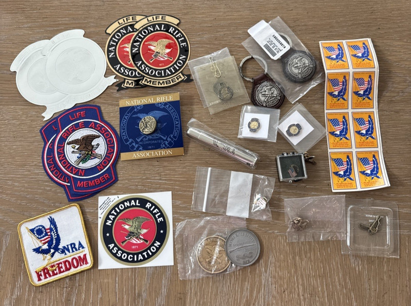 NRA Collection Pins Key Fob Stickers Stamp Tom Selleck  Charm Patch Coins M1903