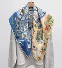 Sallys Heavy 18 Momme Twill Silk Wrap Scarf Horse Print Double Face Shawl 35"