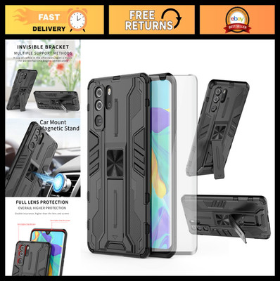 Huawei P30 Pro Phone Case with Tempered Glass, Slim Stand, Rugged Magnetic Cover
