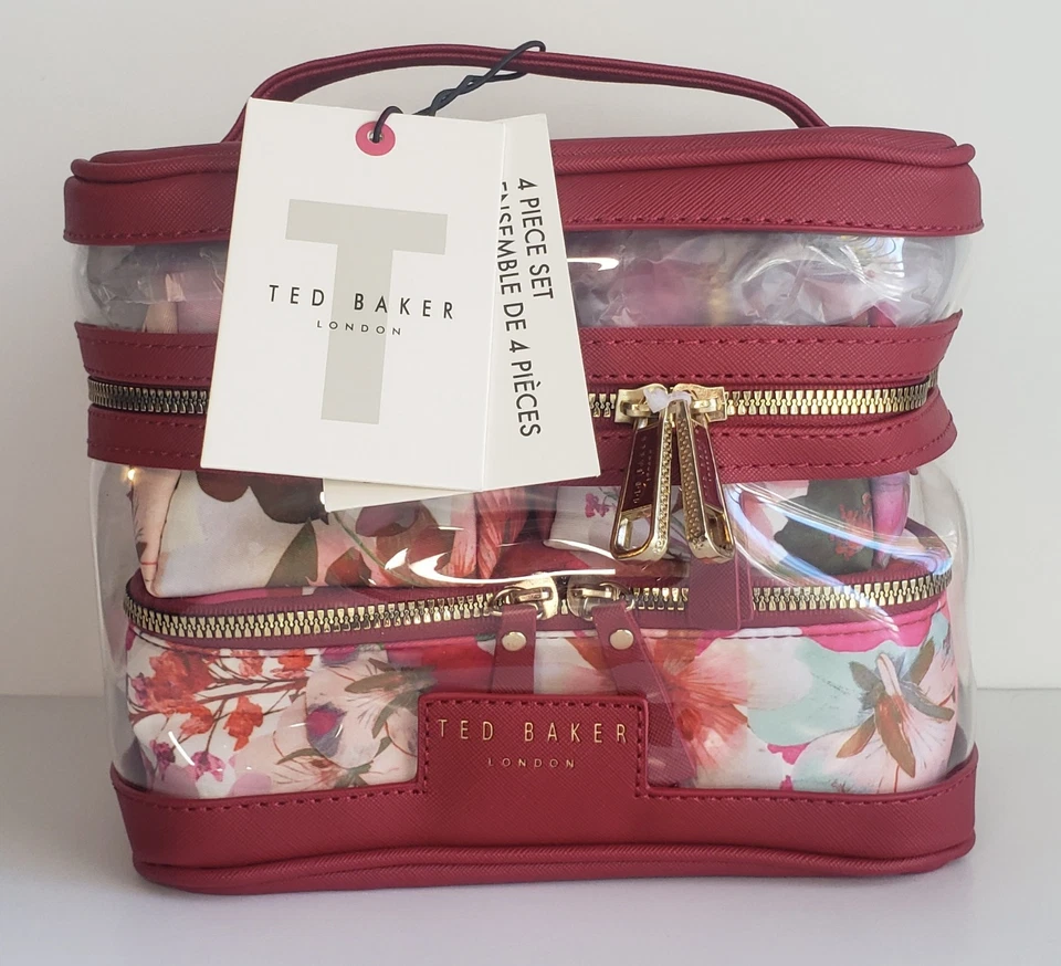 KIT BOLSA DE VIAJE COSMÉTICA FLORES PRENSADAS TED BAKER LONDRES 4 PIEZAS NUEVO CON ETIQUETAS Foto 3 de 4