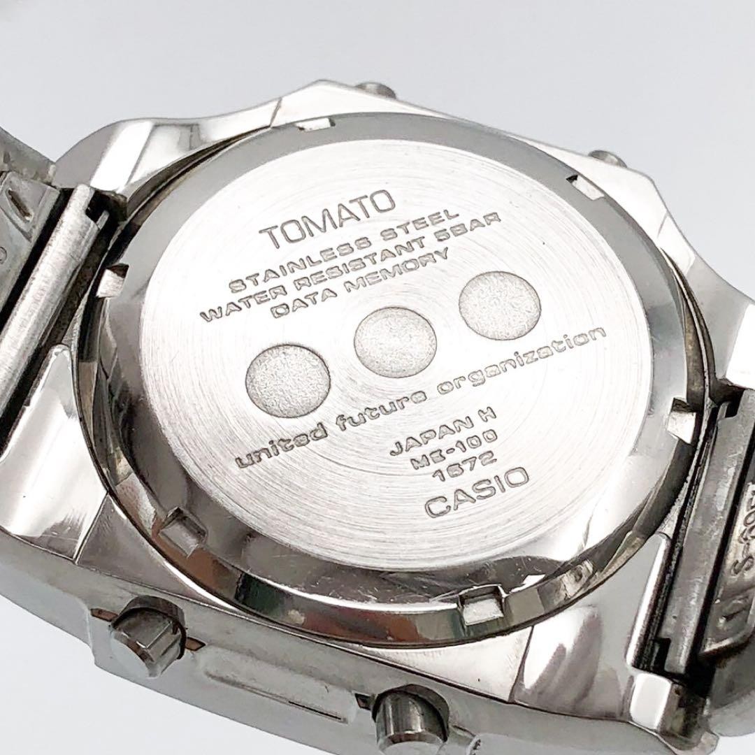 時計 CASIO  ME-100 TOMATO U.F.O Y2K 90s CASIO ME-100 META TOMATO U.F.O Digital Watch Silver S… - Gem