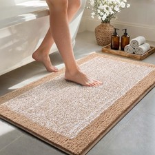24x48 Inch Long Bathroom Rugs Washable Non Slip Beige Bath Mat Absorbent Soft