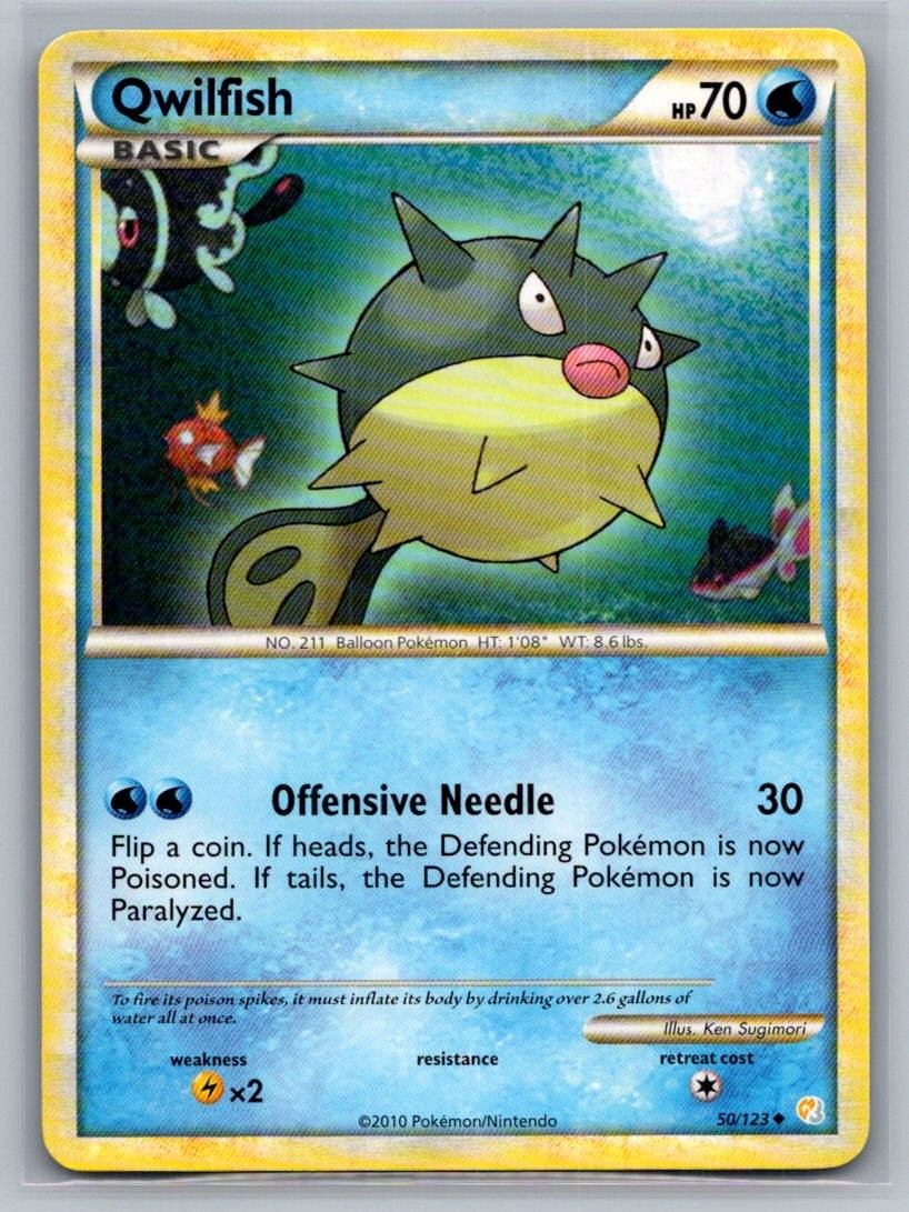 Qwilfish 50/123 Uncommon HeartGold & SoulSilver Pokemon LP/MP