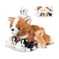 5 Pieces Dog Stuffed Animal with Babies, 16" Mommy Stuffed Corg... USA FAST SHIP