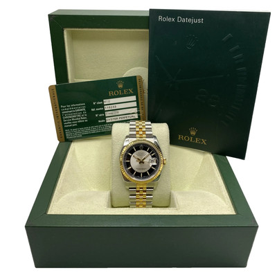Rolex Datejust 36mm 18K Yellow Gold Steel Tuxedo Dial Automatic