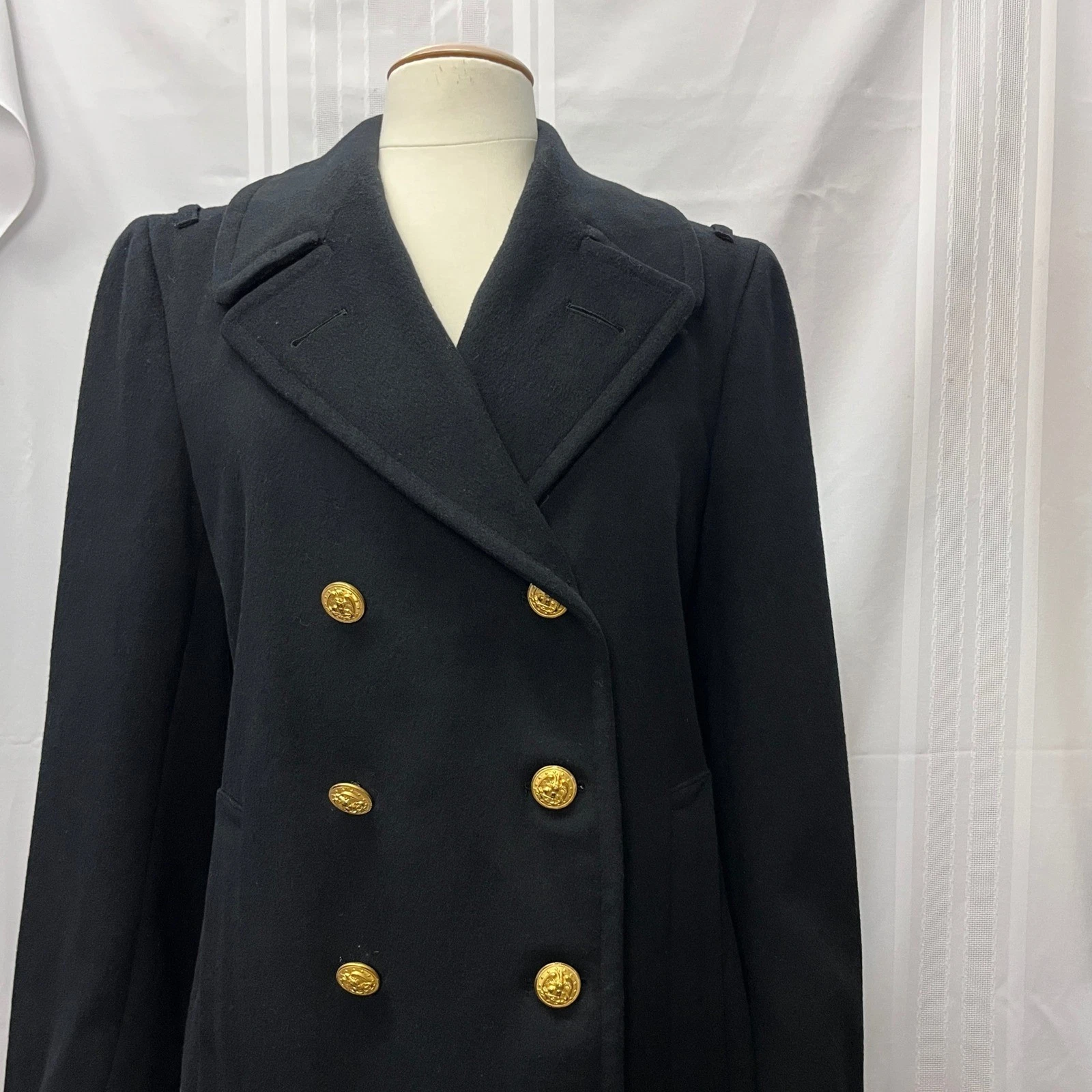 Naval Academy USNA Bridge Coat Thorngate Uniforms Black Wool Peacoat 36 Vintage image 10