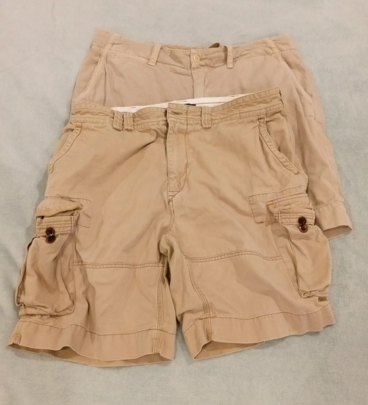 2 Mens Polo Ralph Lauren Y2k Cargo Chino Khaki Shorts Size 38