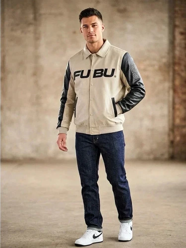 NEW FUBU Men's Bomber Varsity 92 Jacket Leather New York City Official 98810 video thumbnail