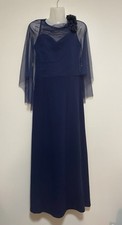 LOVELY GRACE BLUE LONG HALTER SHEER EVENING DRESS SIZE SMALL