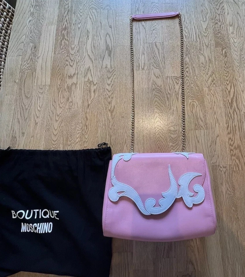 Moschino Pink And White Leather Shoulder Bag - Image 2 of 4