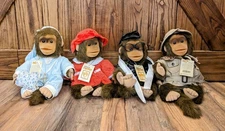 VTG  1995 Hosung Monkey Plush Hand Puppet Lot (4) NWT 90's Toy 