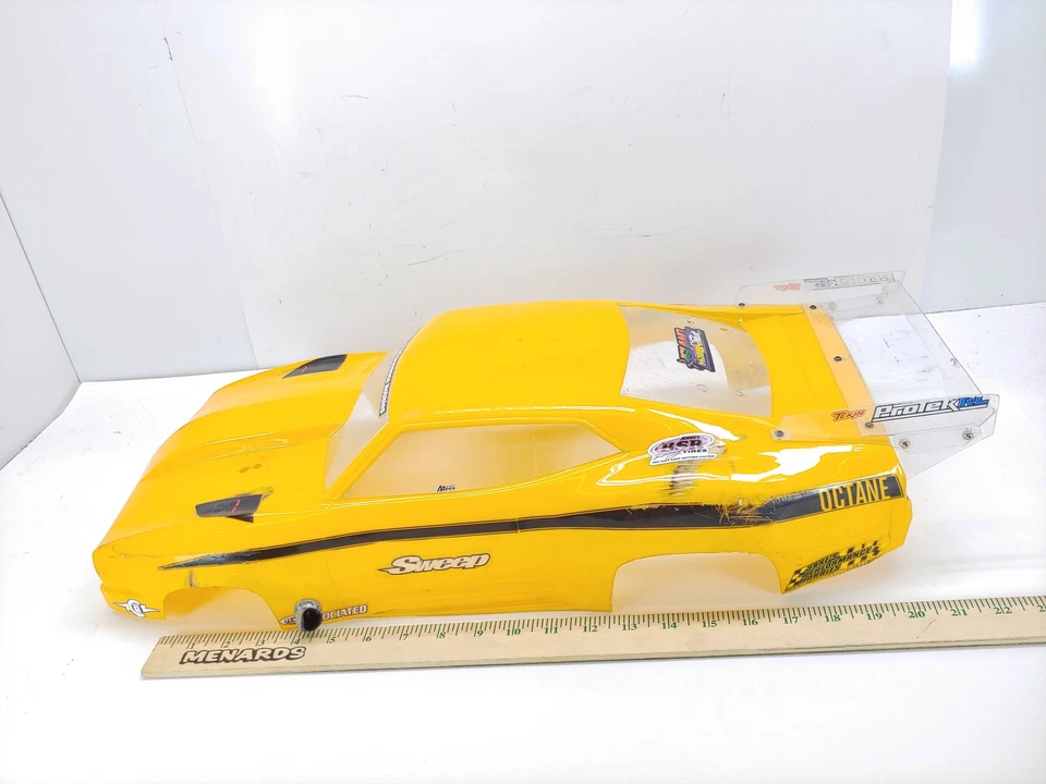 Custom Painted Yellow Proline Octane 1/10 Drag Car Body for Team Associated DR10 - Image 4 of 4