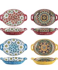 Henten Home Salad Bowl Set of 4, Porcelain Large Pasta Bowl/Fruit Bowls with Ha