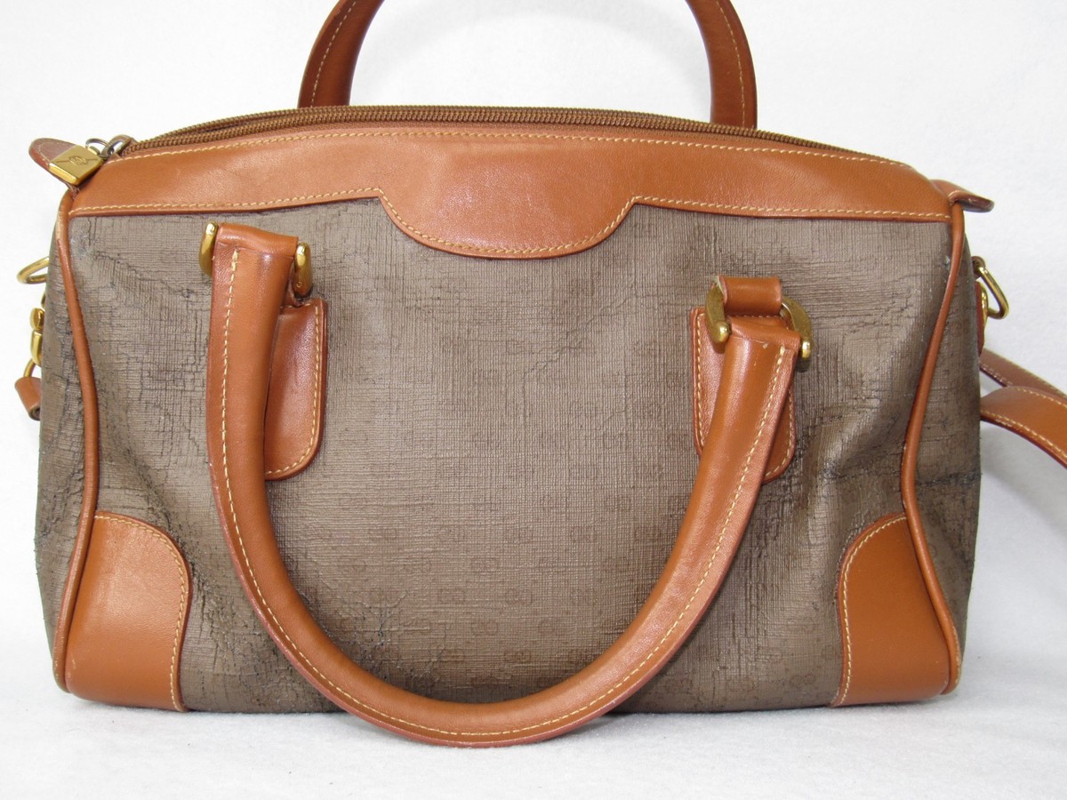 Vintage Gucci Brown GG Coated Canvas Leather Speedy Handbag