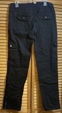 ANGEL KISS Women  s Size 11 Black Denim Cargo Pants Mid Rise Utility NWOT