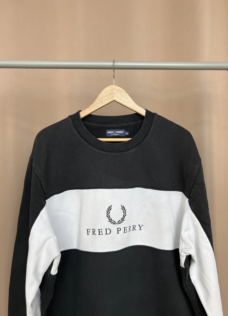 Fred Perry Embroidered Spell Out Center Logo Sweatshirt Pullover Size XL