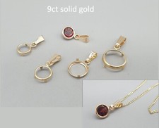 9Ct Yellow Gold Bezel Cup Pendant Bail 4-9mm Round Back Set Setting Blank 9K 375