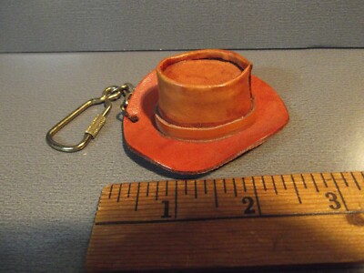 Unique Collectible Key Chain 2.5''in Leather Looks to be Homade Cowboy Hat