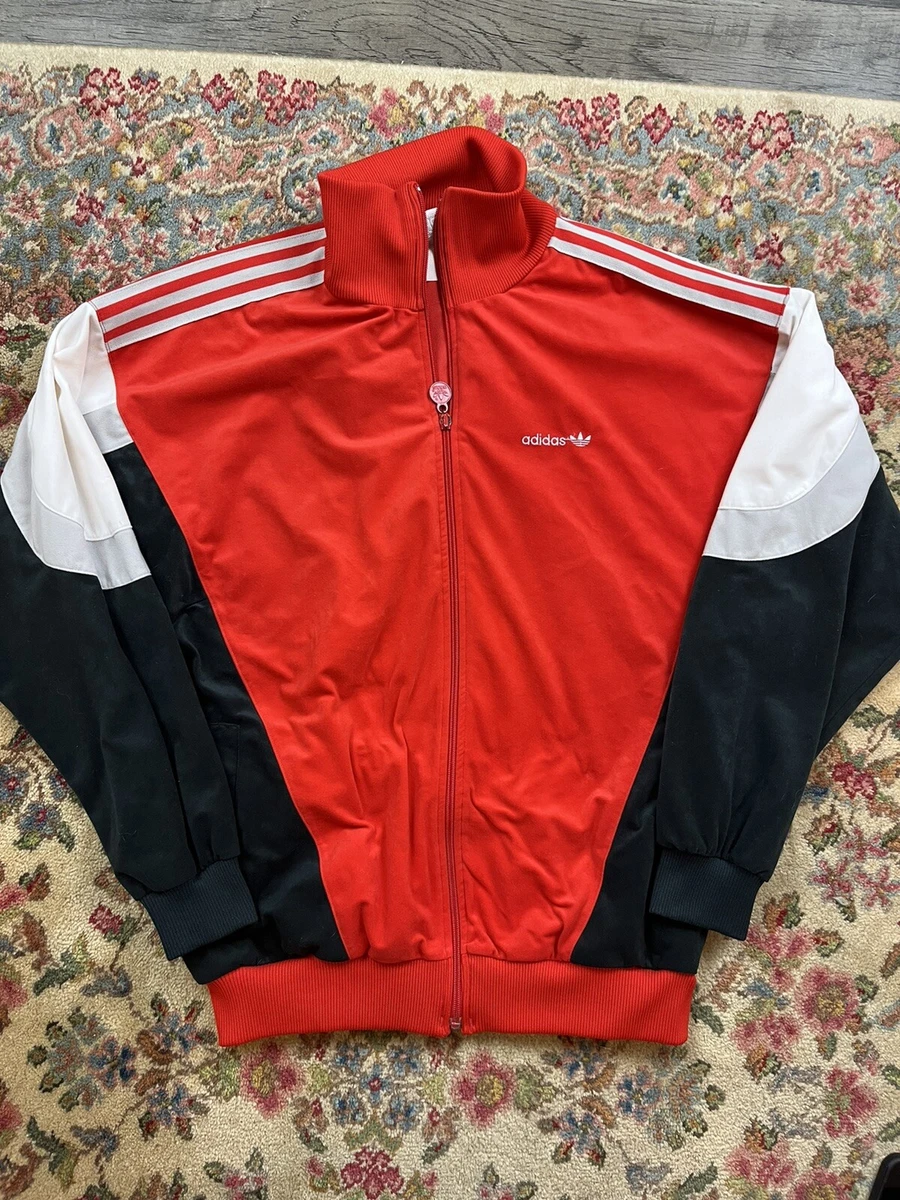 Vintage 80s Adidas Track Jacket Velour Men's Size Large EXCELLENT