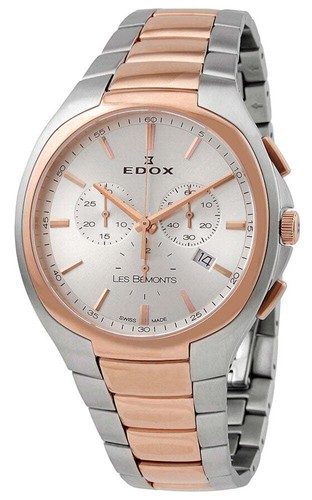Montre Suisse Edox Les Bémonts Chronographe - Réf. 10239357R - Boîtier Acier Doré - Neuve étiquetée