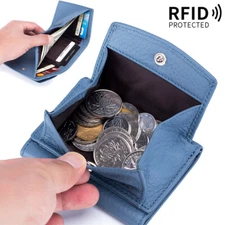 Real Leather Wallet for Women Men Small Card Coin Holder Folding Pocket Gift US