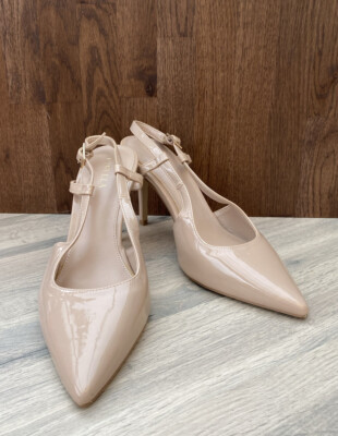Carvela Nude Kunstleder Stiletto Slingback Anlass Schuh UK7 (40) NEU