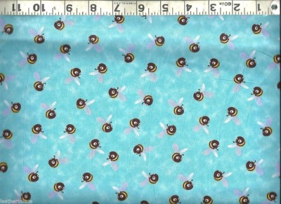 Quilting Treasures ~ Yellow Bumble Bees on Blue ~ 100% Cotton Quilt Fabric BTY