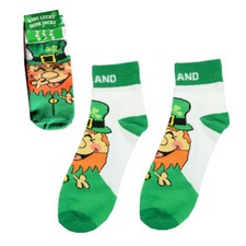 Boys Girls Green White Irish Socks Laughing Leprechaun St. Patrick's Day