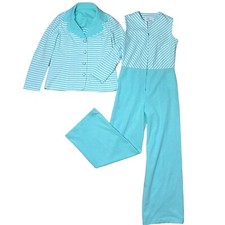 Vintage 70s Jumpsuit Set Wide Leg Bell Bottom Groovy Mod M L