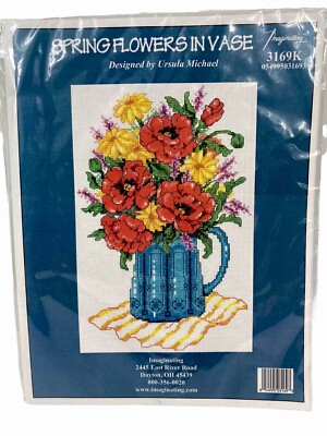 IMAGINATING CROSS STITCH KIT SPRING FLOWERS IN VASE #3169k BY URSULA MICHAEL