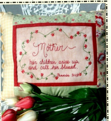 Mother Her Children Arise Up Pillow Stitchery Pattern Primitive Embroidery