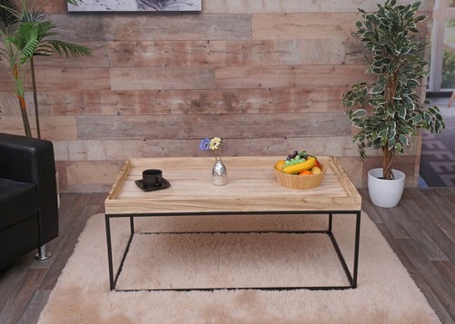 B-Ware Tavolino da Caffè MCW-K71, Legno Massello Metallo 46x110x60cm, Colore Naturale - Foto 5 di 11