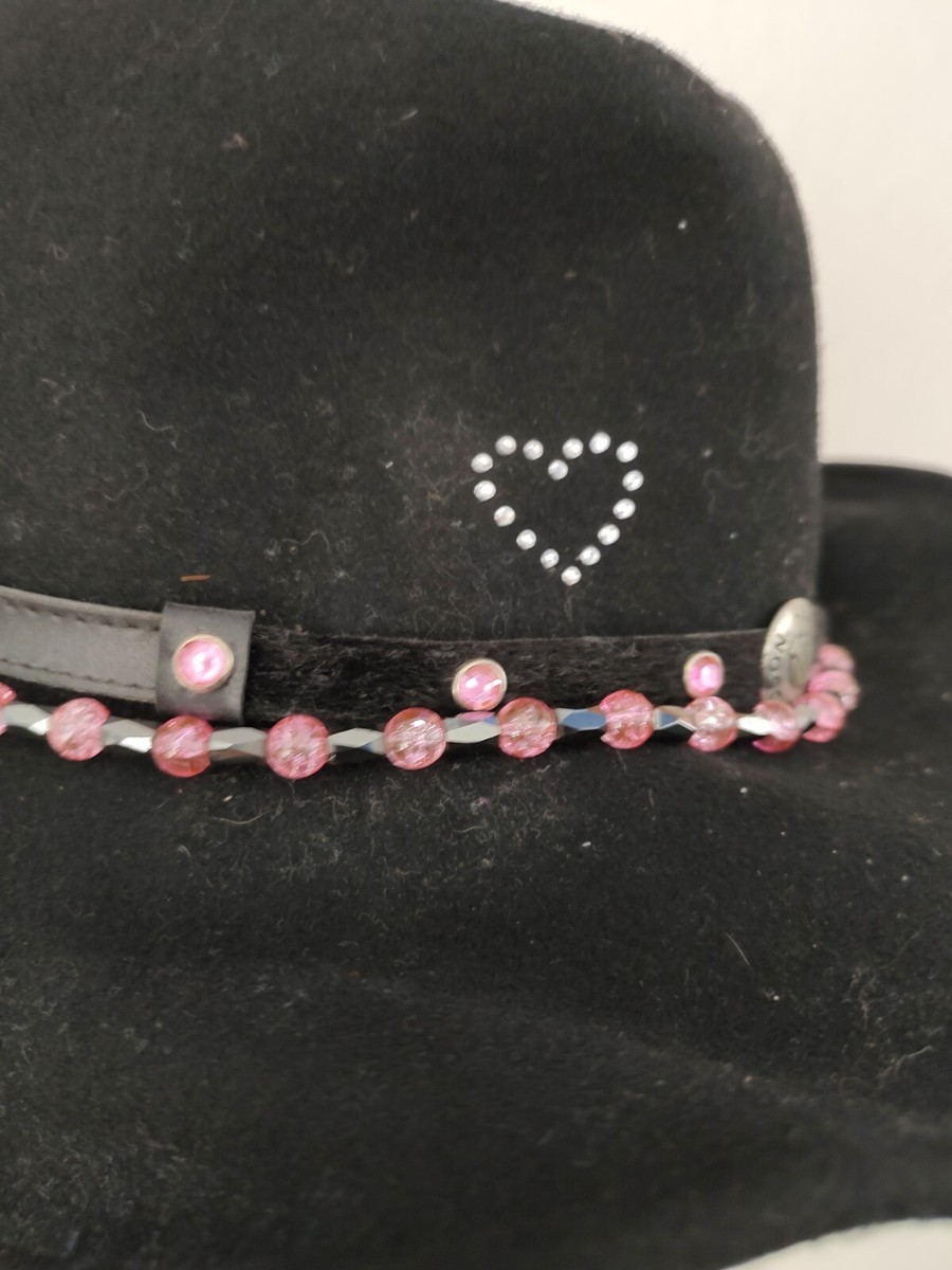Harley-Davidson Women\'s Small Pink Rhinestones Black Bamboo Cowboy Hat Small NWT Harley-Davidson Women main image 4
