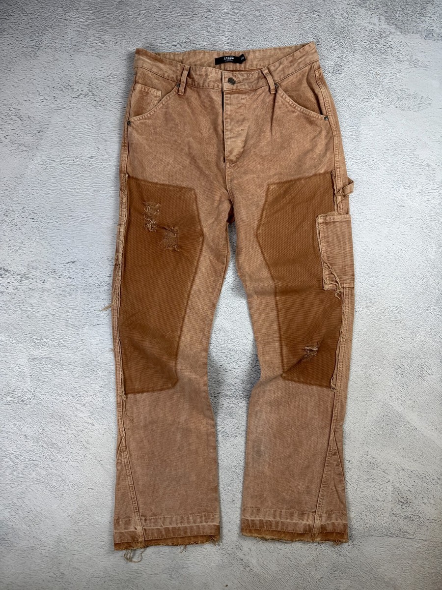 Jaded London Straight Leg Carpenter Jeans Sand Hem Insert Men's 30