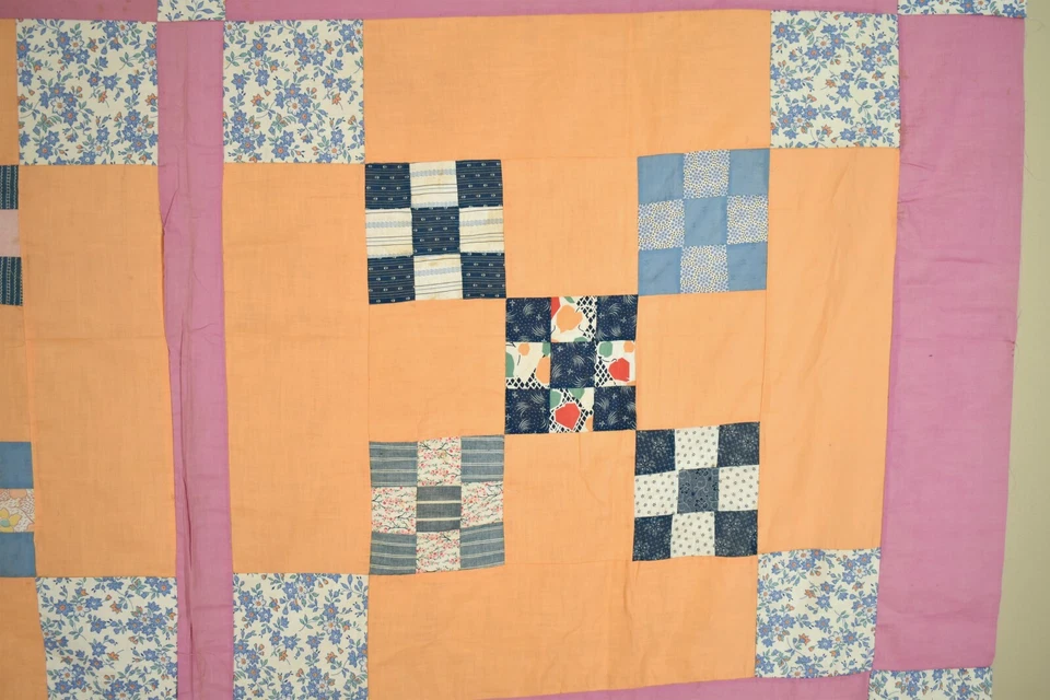 GORGEOUS, WELL PIECED Vintage 30's Double 9-Patch Antique Quilt Top ~MINT COND.! - Image 4 of 4