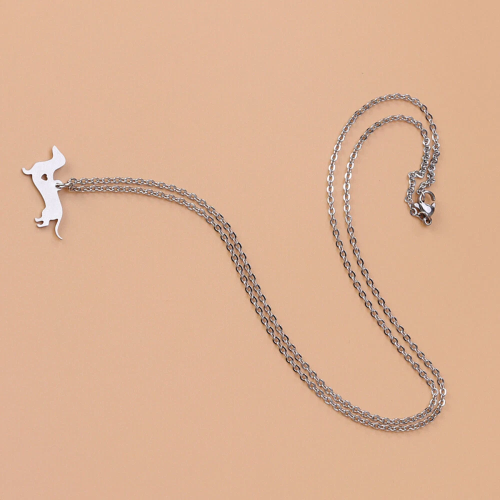 VETEMENTS Collana donna bassotto acciaio inox abbigliamento maglione catena ciondolo animale