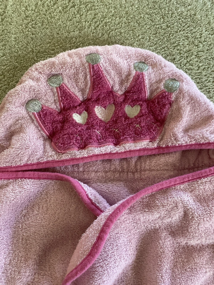 Toalla de baño de piscina gruesa con capucha corona princesa rosa Disney para bebés niñas Foto 2 de 4