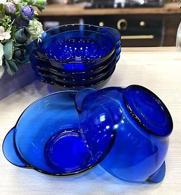 Set Of 4 Cobalt Blue Glass Bowls – 15 Oz Cereal, Soup & Salad